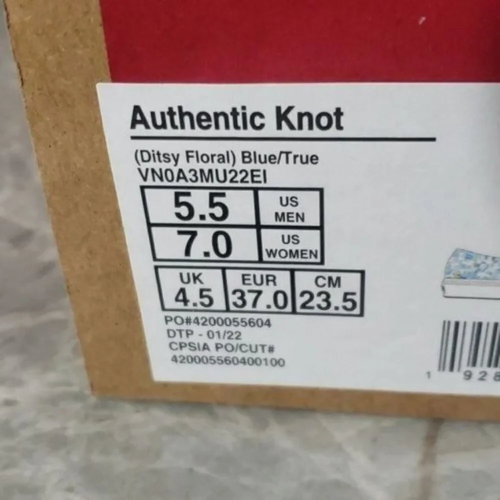 New Vans‎ Authentic Knot Ditsy Floral Blue White Slip On Sneakers - Picture 9 of 9